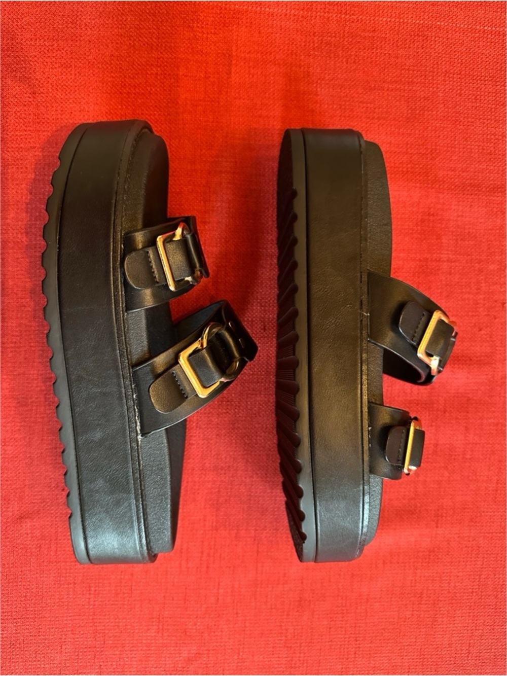 Steve Madden Black Slides with Gold Buckle Accents NWOB, 7 - Picture 3 of 9